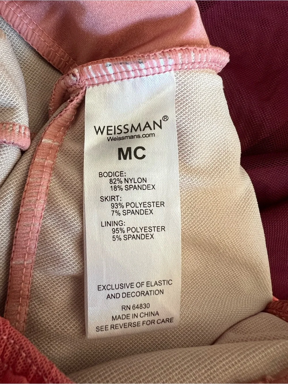 Weissman No Right To Love You Burgundy Pink Lyrical Dance Dress Size MC